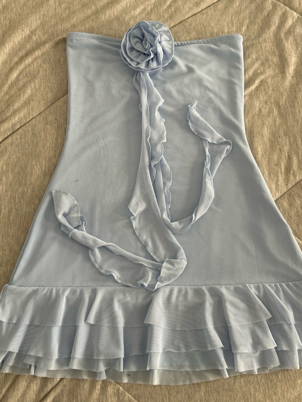 Edikted blue strapless mini dress